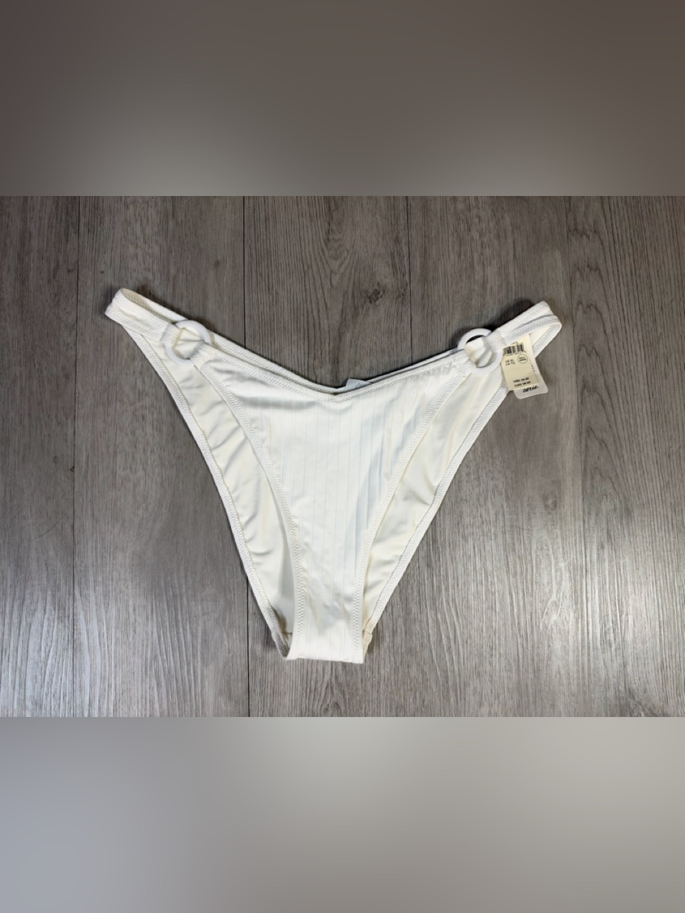 Aerie Women’s White Ribbed Ring Cheeky Bikini Bottom XL Regular NWT